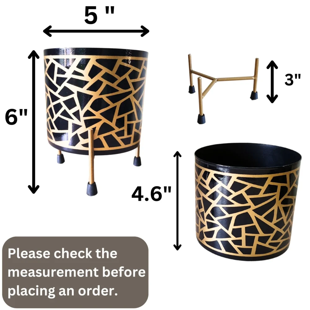 Meebode Golden Net Duo Metal Flower Pots & Planters - Image 4