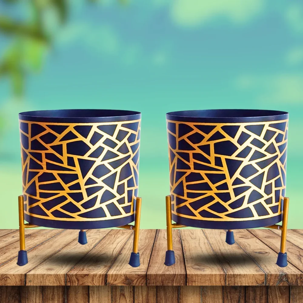 Meebode Golden Net Duo Metal Flower Pots & Planters - Image 2