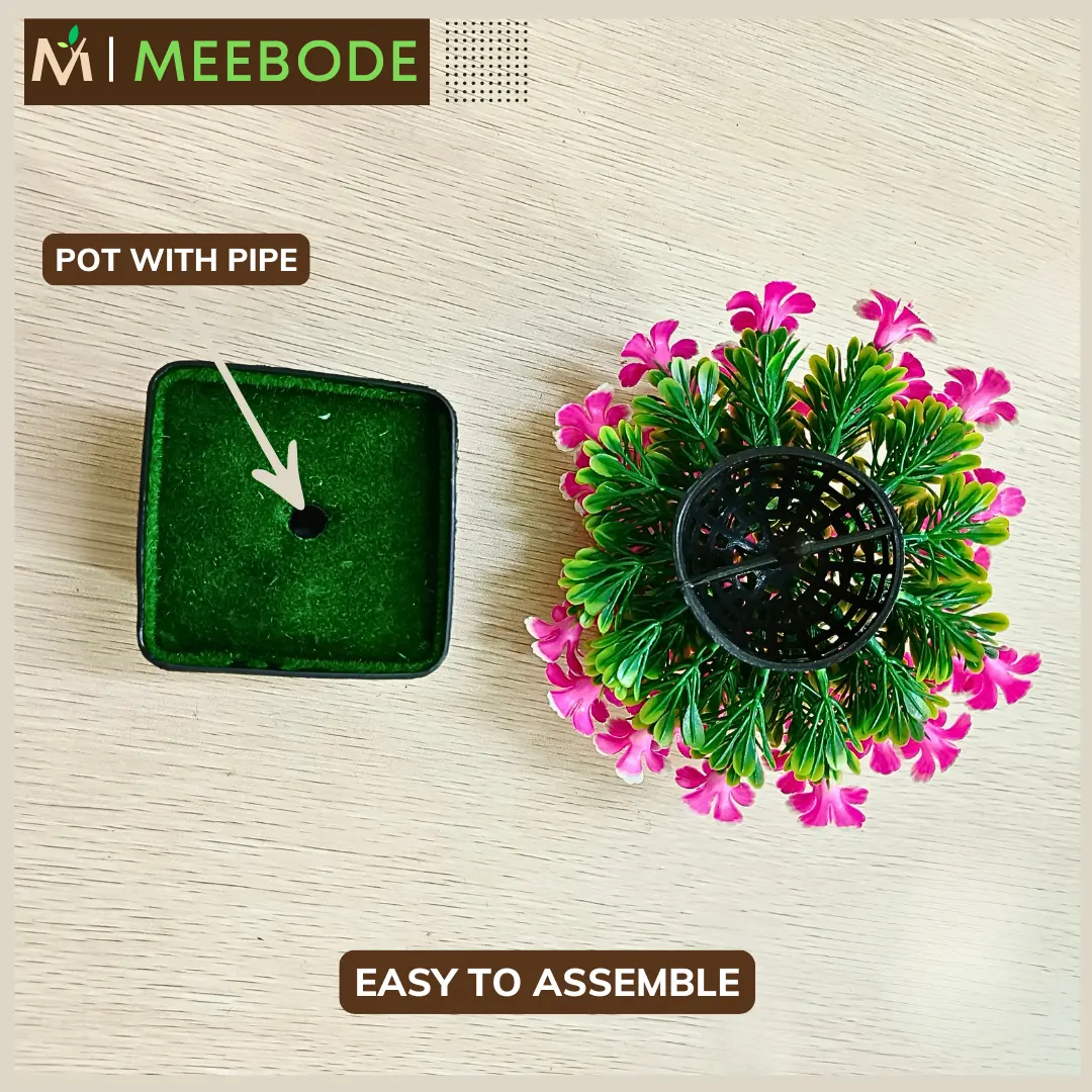 MEEBODE Artificial Bonsai Round Realistic Lifelike Stylish Natural-Looking Fake Plant Tree with Plastic Pot | Versatile Home washroom & Office Decor ( Set of 4) - Image 5