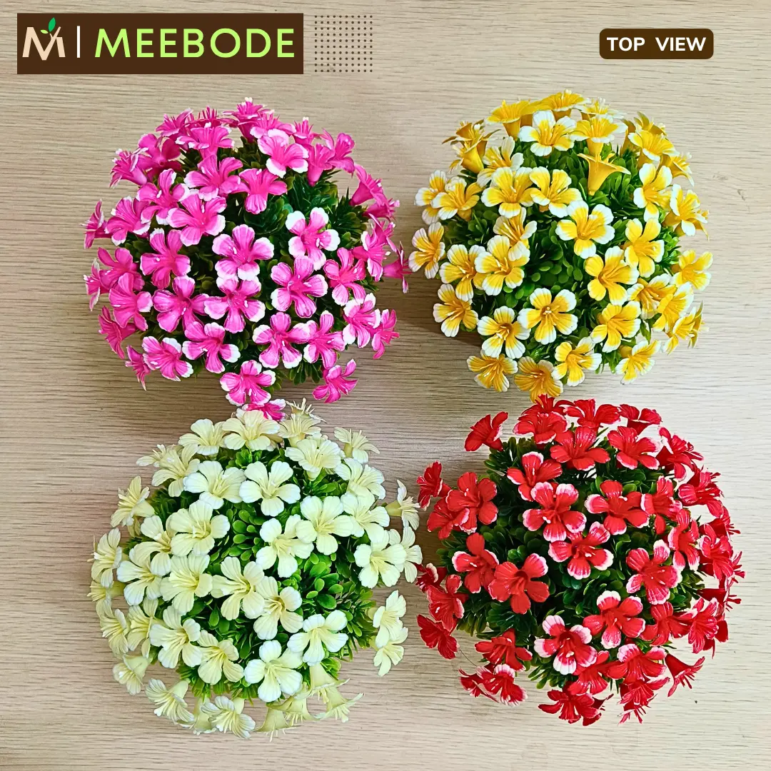 MEEBODE Artificial Bonsai Round Realistic Lifelike Stylish Natural-Looking Fake Plant Tree with Plastic Pot | Versatile Home washroom & Office Decor ( Set of 4) - Image 2