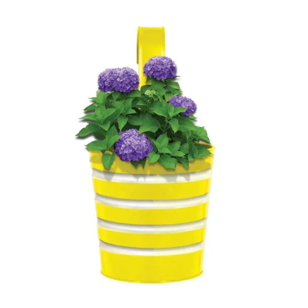 Multicolor Round Ribbed Railing Planters pot for Balcony | Home & Garden Decor | 5 Pcs Set - Image 6