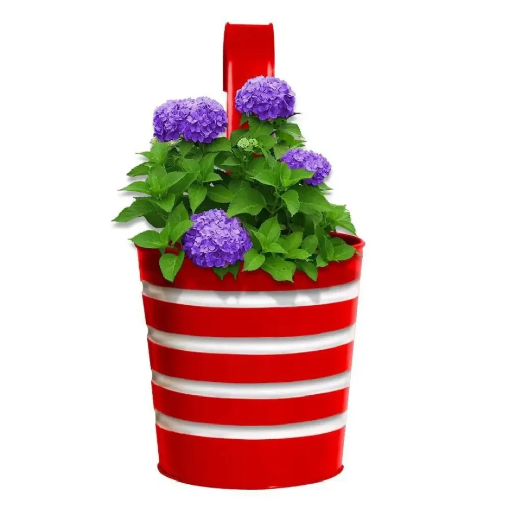 Multicolor Round Ribbed Railing Planters pot for Balcony | Home & Garden Decor | 5 Pcs Set - Image 5